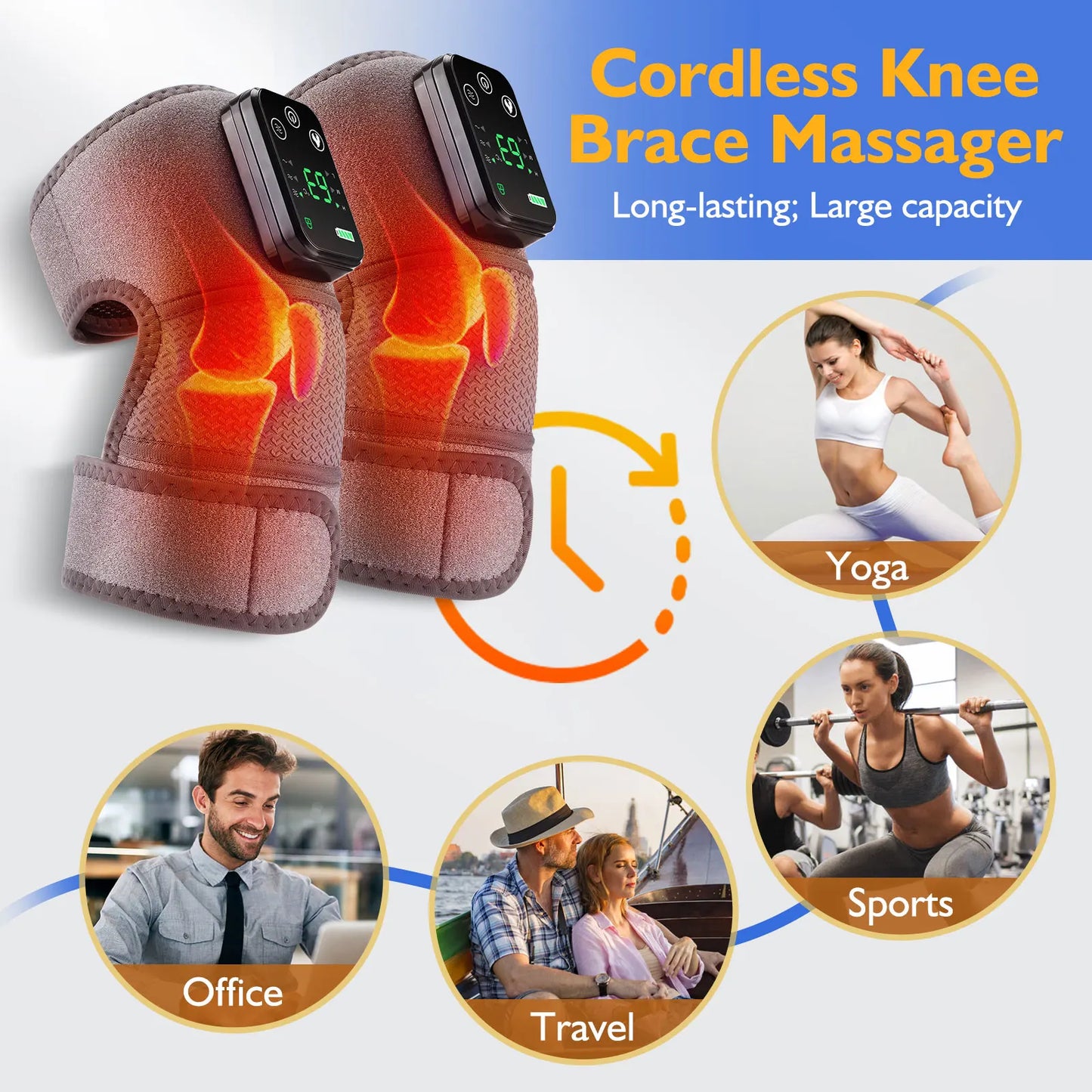 Electric Heated Knee, Elbow & Shoulder Massage Vibrator (Gray)